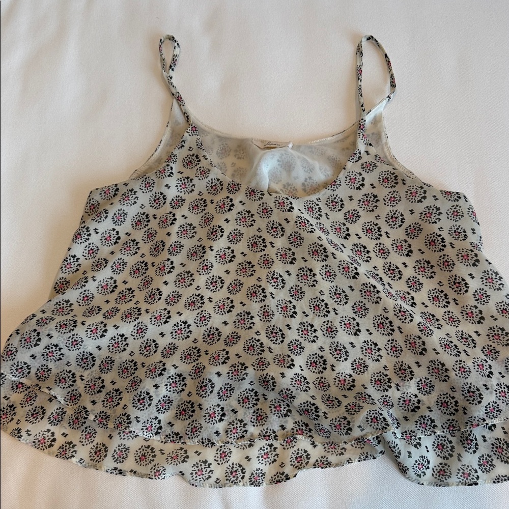 Soprano Cream and Black Floral Camisole